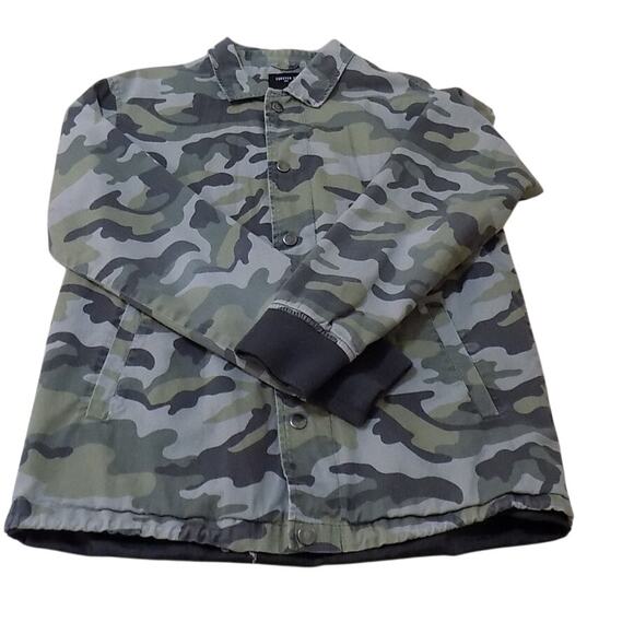 Forever 21 Jacket S Men Green Camo Streetwear Army Casual School Lined Snap - Picture 1 of 9